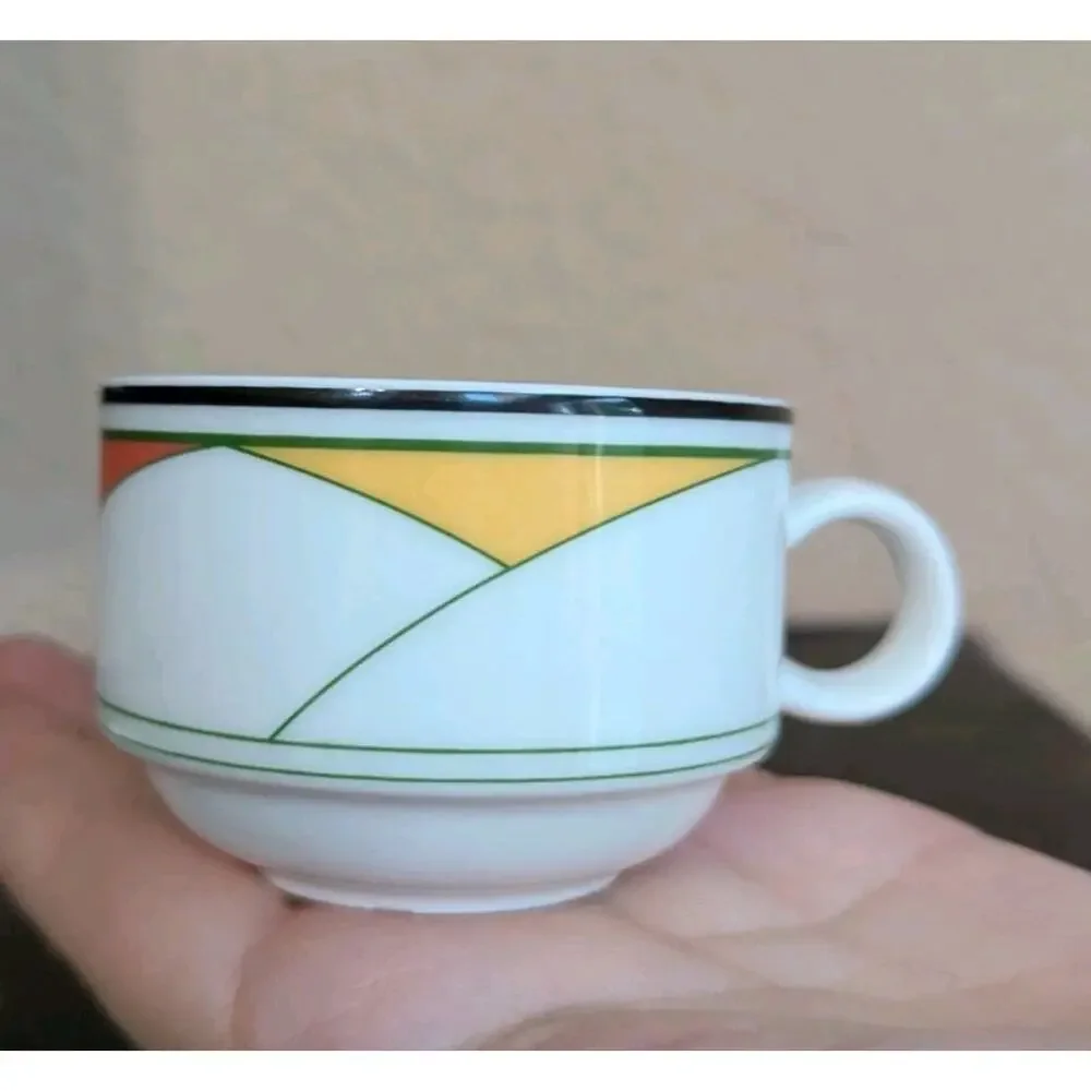 Villeroy & Boch Trio Demitasse Cup Saucer Set Memphis Art Deco Postmodern